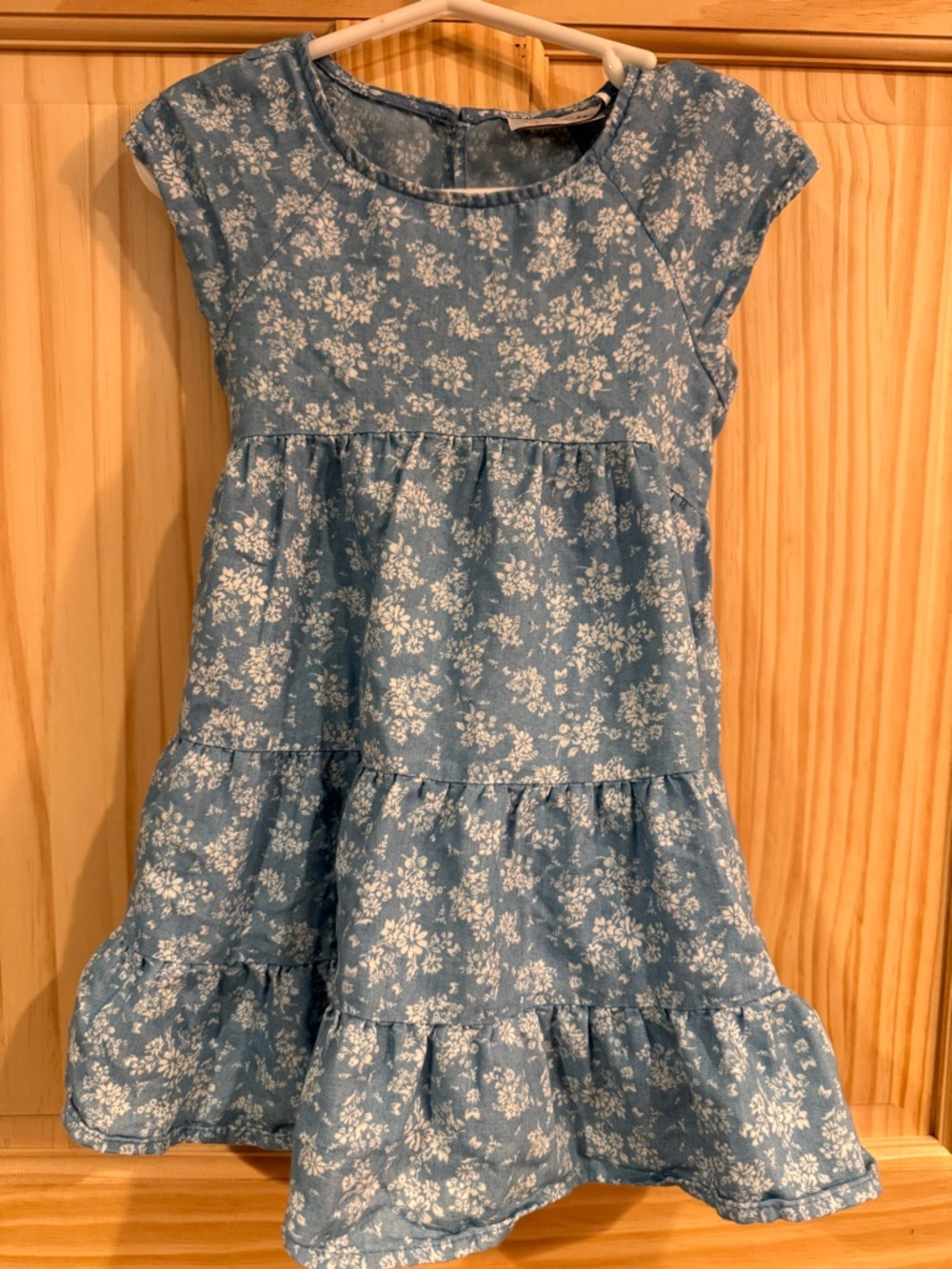 Rare Editions Girls Blue White Floral Tiered‎ Dress Short Sleeve Size 4T E283521